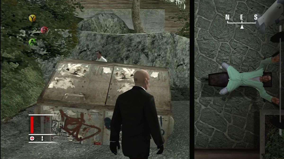 Retro Hitman Blood Money Xbox 360 inspired design featuring stealth assassination action aesthetic vintage HD era tactical disguise gameplay silent eliminations sandbox level design Agent 47 professional contract killing cinematic espionage atmosphere nostalgic stealth shooter presentation gameplay