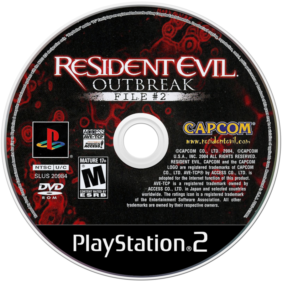 Resident Evil Outbreak: File #2 – PlayStation 2 (PS2) video game disc, survival horror game.