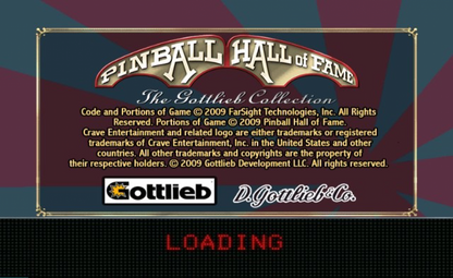 Pinball Hall of Fame: The Gottlieb Collection – Nintendo Wii (Wii) classic pinball simulation arcade video game title screen