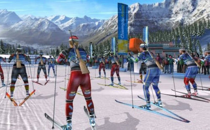 Biathlon 2008 for PlayStation 2 with winter sports shooting and skiing theme gameplay