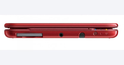 Nintendo New 3DS XL Red System inspired design featuring handheld gaming console aesthetic vibrant red finish large dual screen display enhanced processing power glasses free 3D technology iconic Nintendo clamshell hardware and portable gaming presentation closed bottom 