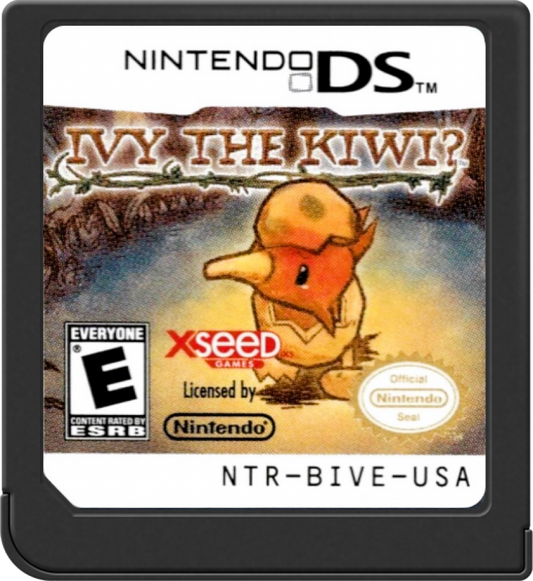 Ivy the Kiwi Nintendo DS puzzle-platformer video game stylus vine-drawing physics gameplay baby bird adventure Yuji Naka creator of Sonic hand-drawn storybook art style over 100 levels cartridge art