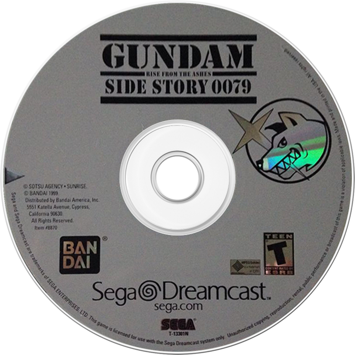 Gundam Side Story 0079 Sega Dreamcast retro video game mech shooter disc