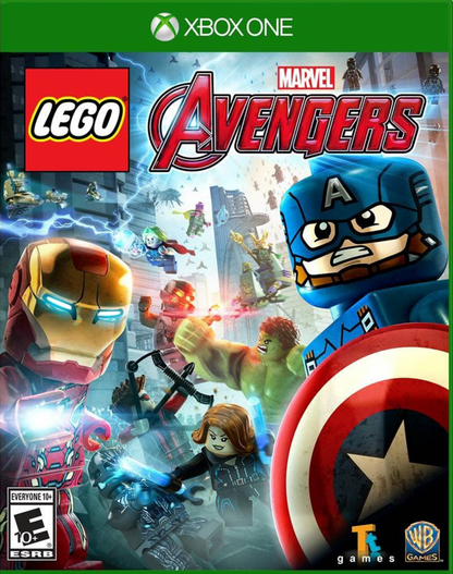 LEGO Marvel's Avengers Xbox One XONE for action adventure video game fans featuring Marvel superheroes LEGO characters Captain America Iron Man Thor Hulk Black Widow and Hawkeye super powers combat puzzle solving open world exploration and family friendly superhero gameplay collectible gaming appeal front cover art