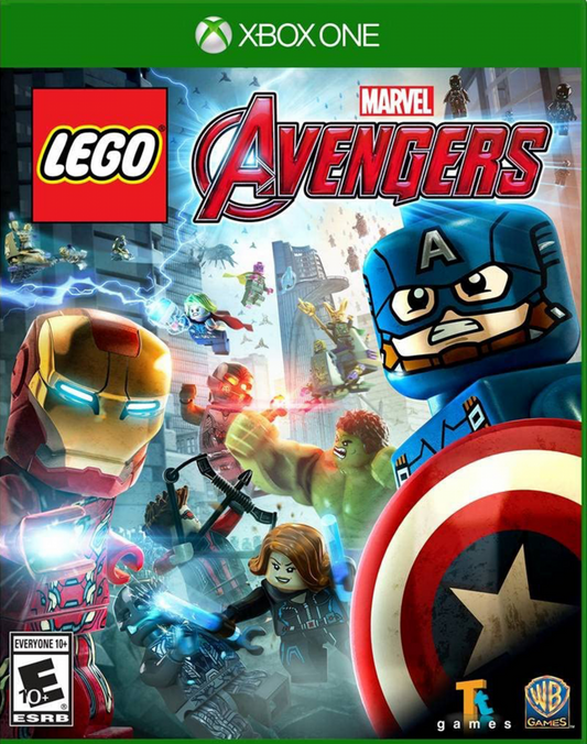 LEGO Marvel's Avengers Xbox One XONE for action adventure video game fans featuring Marvel superheroes LEGO characters Captain America Iron Man Thor Hulk Black Widow and Hawkeye super powers combat puzzle solving open world exploration and family friendly superhero gameplay collectible gaming appeal front cover art