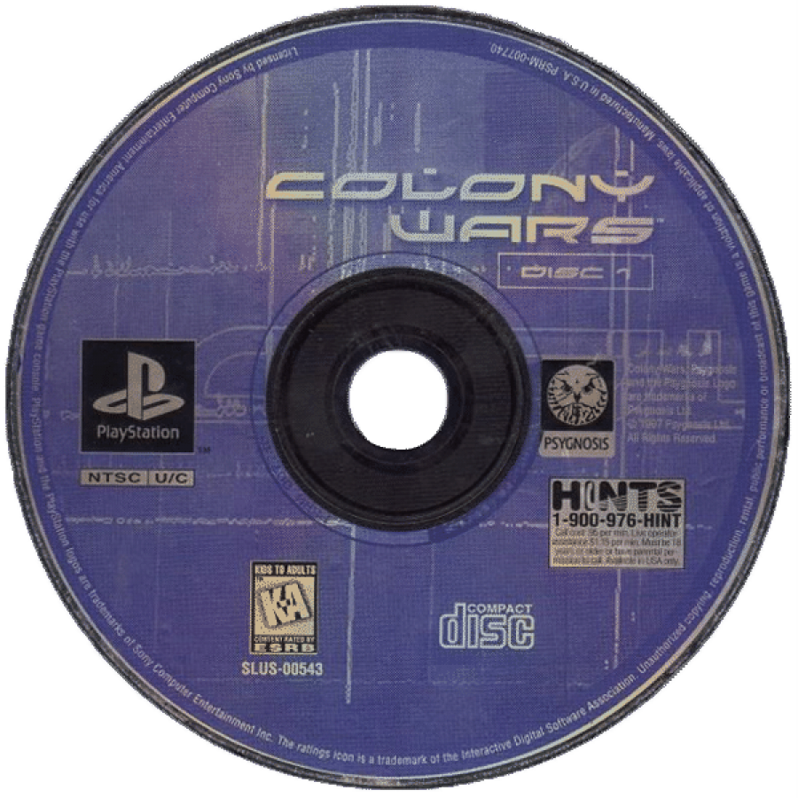 Colony Wars PlayStation 1 space combat flight simulator video game Psygnosis interstellar warfare campaign disc art 