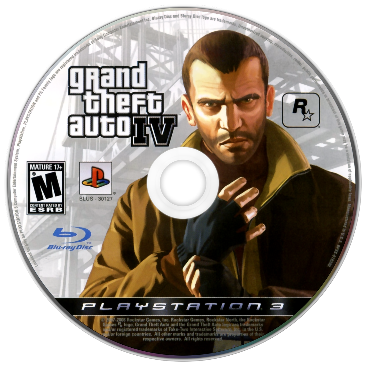 Grand Theft Auto IV PlayStation 3 PS3 video game, open-world action adventure, crime-driven storyline, sandbox gameplay, console title disc