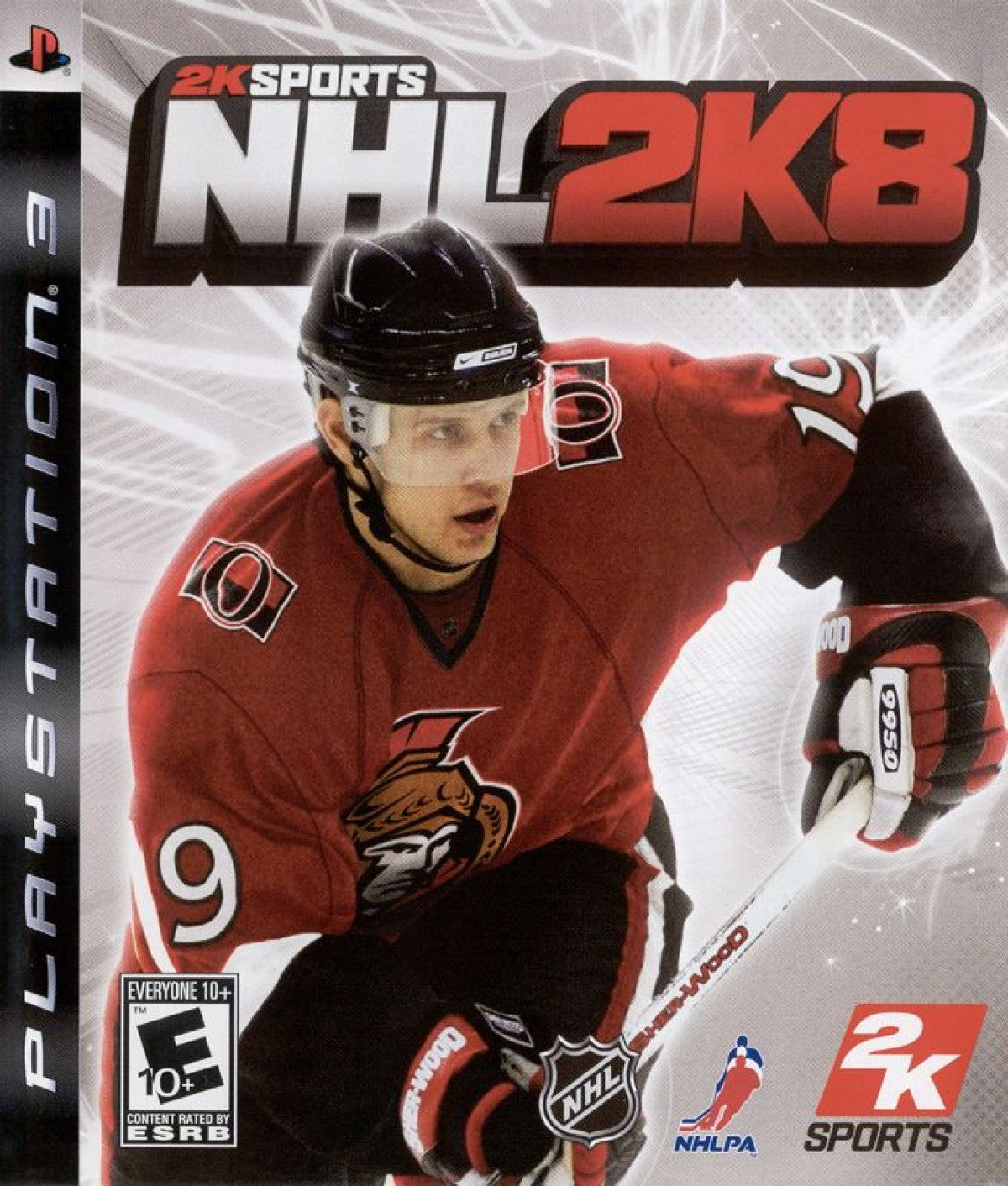NHL 2K8 retro PlayStation 3 video game featuring realistic hockey gameplay, NHL sports simulation, multiplayer competition and classic PS3 entertainment - cover art