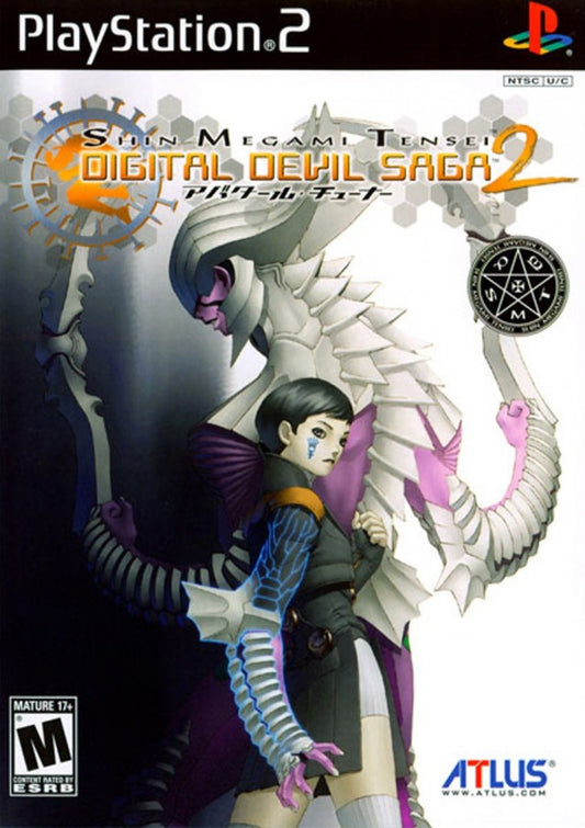 Shin Megami Tensei Digital Devil Saga 2 PlayStation 2 PS2 for role playing video game fans featuring turn based combat demon transformation abilities strategic character progression deep sci fi fantasy storytelling challenging dungeon crawling atmospheric world exploration iconic Atlus JRPG adventure collectible gaming appeal front cover art