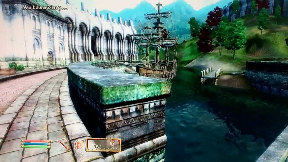Elder Scrolls IV Oblivion Game of the Year Edition PlayStation 3 open-world action RPG Bethesda massive fantasy realm Cyrodiil first-person or third-person combat character creation guilds factions Mages Guild Fighters Guild Dark Brotherhood Thieves Guild main quest Oblivion gates Mehrunes Dagon Shivering Isles expansion Knights of the Nine expansion hundreds of hours exploration dungeon crawling spellcasting swordplay enchanting alchemy NPC interactions radiant AI gameplay screenshot