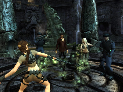 Tomb Raider Legend GameCube GC video game, action adventure, exploration and puzzle solving, Lara Croft, cinematic gameplay, Nintendo GameCube title gameplay screenshot