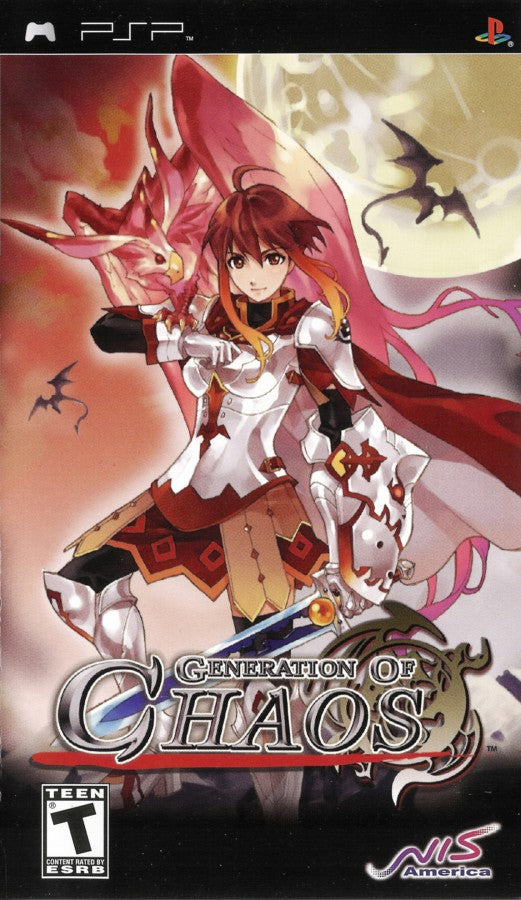 Generation of Chaos PlayStation Portable PSP inspired design featuring fantasy strategy RPG aesthetic large scale tactical battlefield warfare kingdom management turn based combat systems faction based conflict dark medieval world setting and portable strategic gameplay presentation front cover 