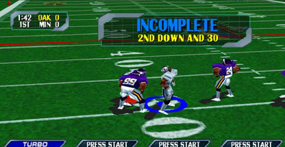 NFL Blitz 2000 game for the PlayStation featuring arcade style football gameplay with fast paced matches exaggerated hits simplified rules and multiplayer competition based on the Midway Blitz series gameplay