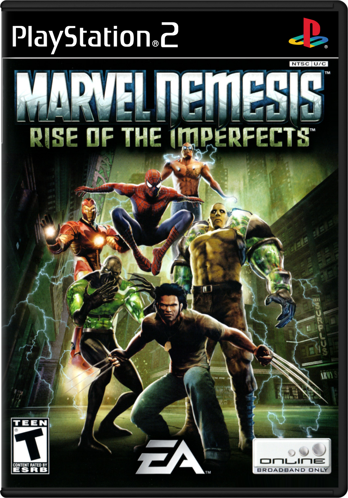 Marvel Nemesis Rise of the Imperfects PS2 Sony PlayStation 2 fighting action game Marvel superheroes vs original characters 3D arena combat brawler superhero battles EA Games story mode versus multiplayer retro gaming PlayStation 2 software video game title cover art
