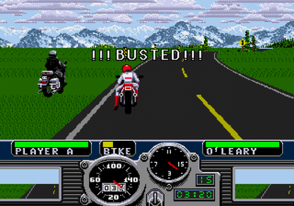 Road Rash Sega Genesis video game, motorcycle racing combat, arcade-style gameplay, retro EA sports action title gameplay screenshot
