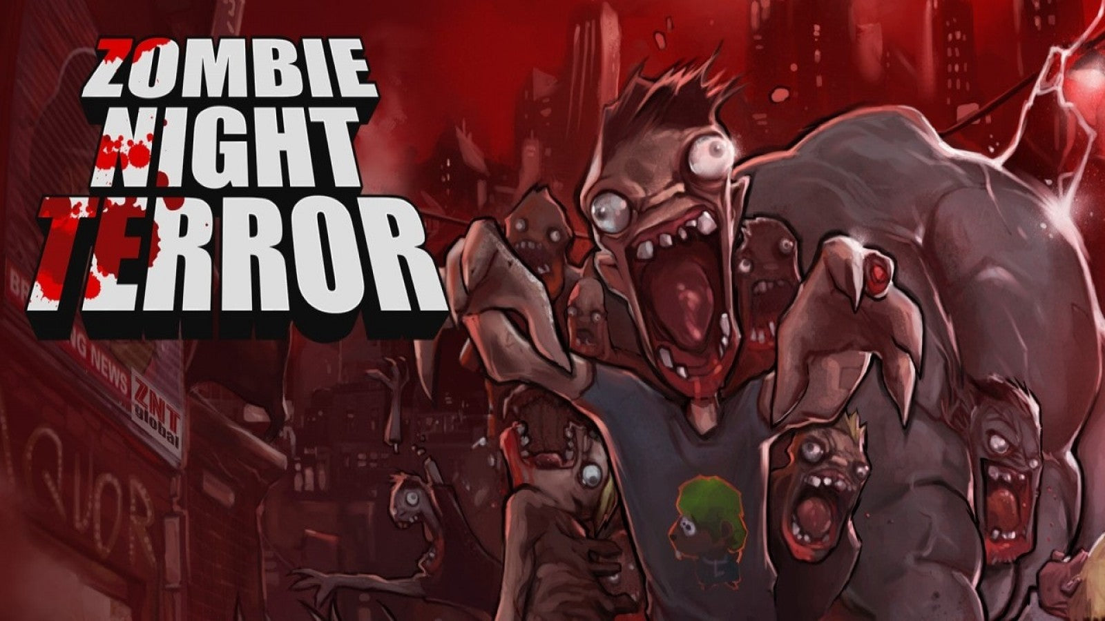 Zombie Night Terror Nintendo Switch (NS) titlescreen art for retro pixel horror strategy game