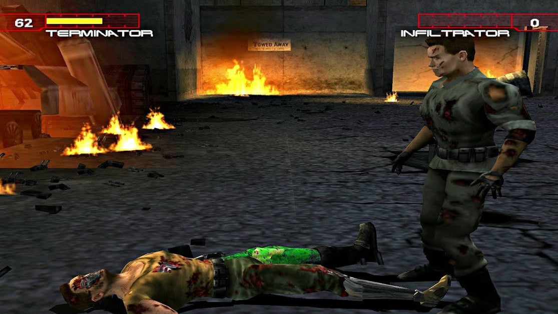 Terminator 3 Rise of the Machines PS2 Sony PlayStation 2 action shooter game third person combat sci fi Terminator movie tie in robotic enemies futuristic weapons driving missions story campaign retro gaming PlayStation 2 software video game title gameplay