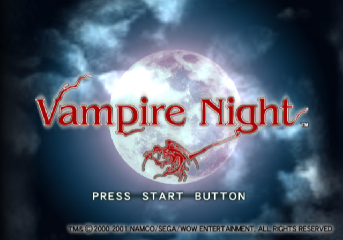 Vampire Night [Gun Bundle] – PlayStation 2 (PS2) video game title screen, light gun shooter.