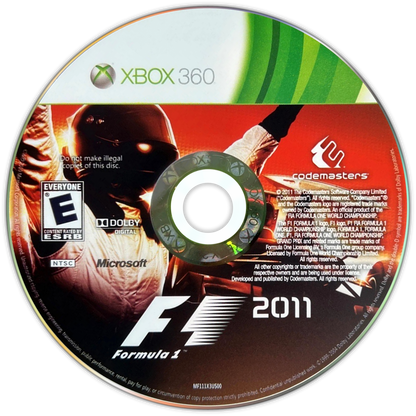 F1 2011 disc art for XBox 360 (X360) video game