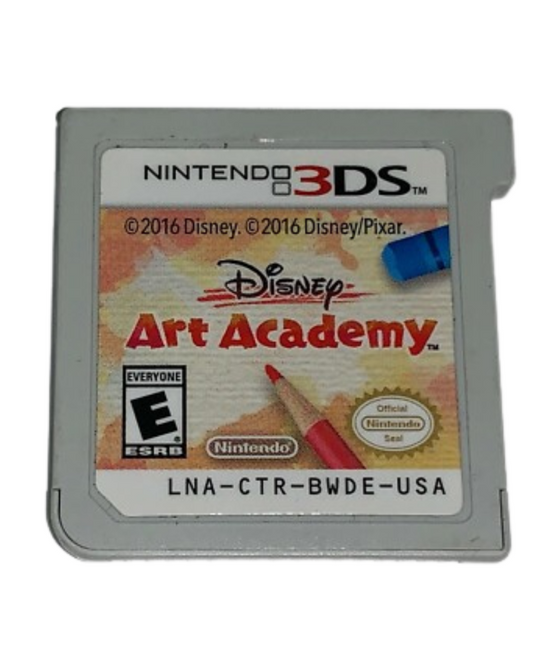 Disney Art Academy for Nintendo 3DS drawing tutorial game featuring Disney and Pixar characters art lessons creative sketching tools and step by step painting gameplay cartridge