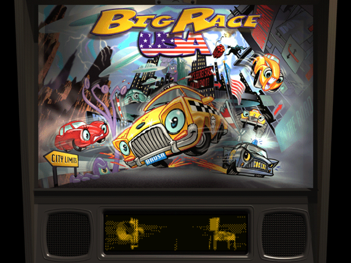 Pro Pinball: Big Race USA title card for PlayStation 1 (PS1) pinball video game