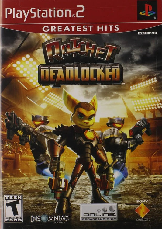 Ratchet: Deadlocked [Greatest Hits] – PlayStation 2 (PS2) video game cover image, 3D action platformer shooter.