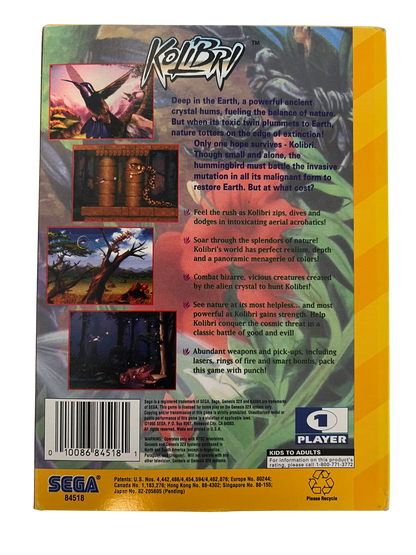 Kolibri Sega 32X retro video game action shooter back of case (1995)
