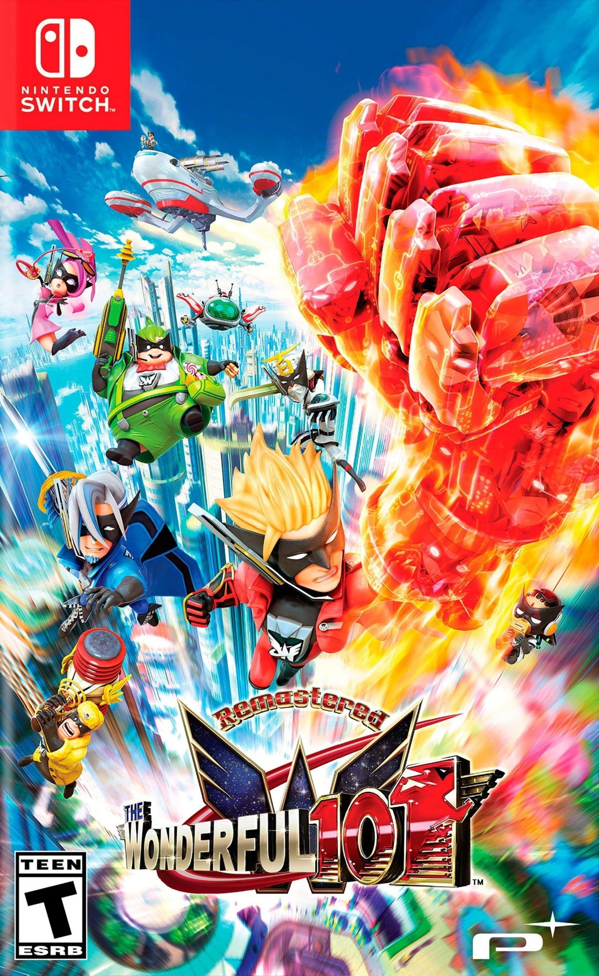 The Wonderful 101 Nintendo Switch NS video game featuring action adventure gameplay superhero combat team based transformations strategic battles enemy encounters special abilities colorful environments and fast paced action Nintendo Switch gaming video game cover art