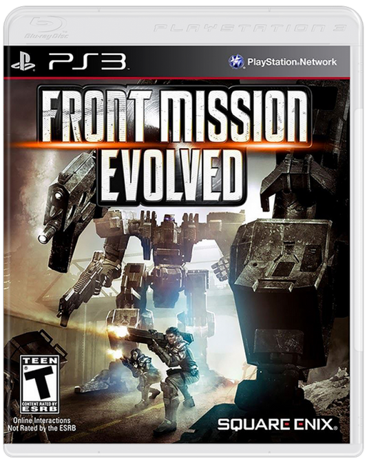 Front Mission: Evolved for PlayStation 3 featuring intense action shooting adventure style with mechanized warsuit gameplay cover art