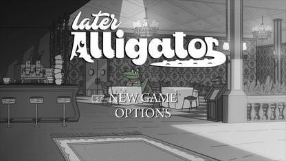 Later Alligator Nintendo Switch for adventure puzzle video game fans featuring hand drawn cartoon visuals humorous storytelling quirky characters point and click gameplay mystery solving interactive exploration charming animation family friendly adventure collectible gaming appeal gameplay