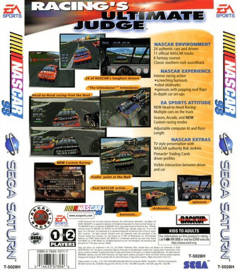 NASCAR 98 back cover art for Sega Saturn (SS) video game