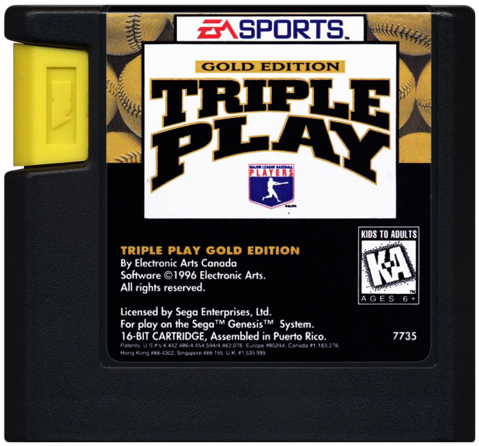 Triple Play Gold Edition cartridge for Sega Genesis (GEN) video game