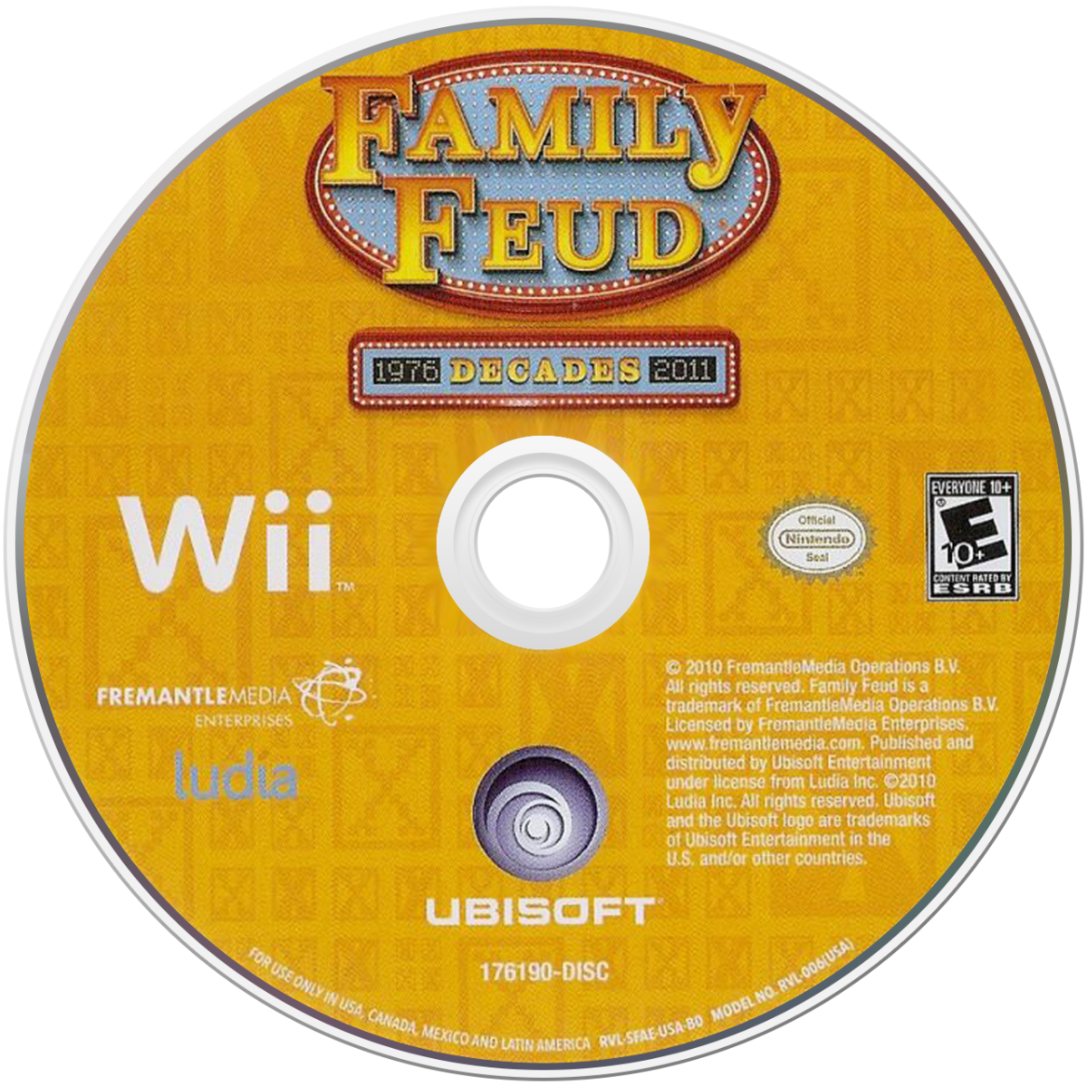 Family Feud: Decades disc art for Nintendo Wii (Wii) video game