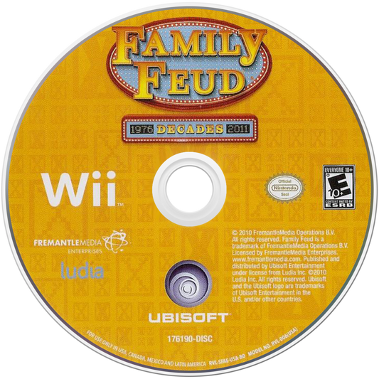 Family Feud: Decades disc art for Nintendo Wii (Wii) video game