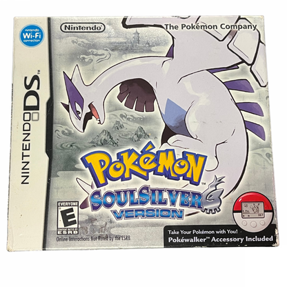 Pokémon SoulSilver Version Pokéwalker Bundle Nintendo DS DS video game featuring Pokémon role playing gameplay Johto region adventure Pokémon catching training and battling classic Pokémon characters rival battles gym leader challenges legendary Pokémon exploration Pokéwalker pedometer accessory walking based gameplay wireless connectivity and collectible bundle edition retro Nintendo handheld gaming collection collectible gaming appeal front cover