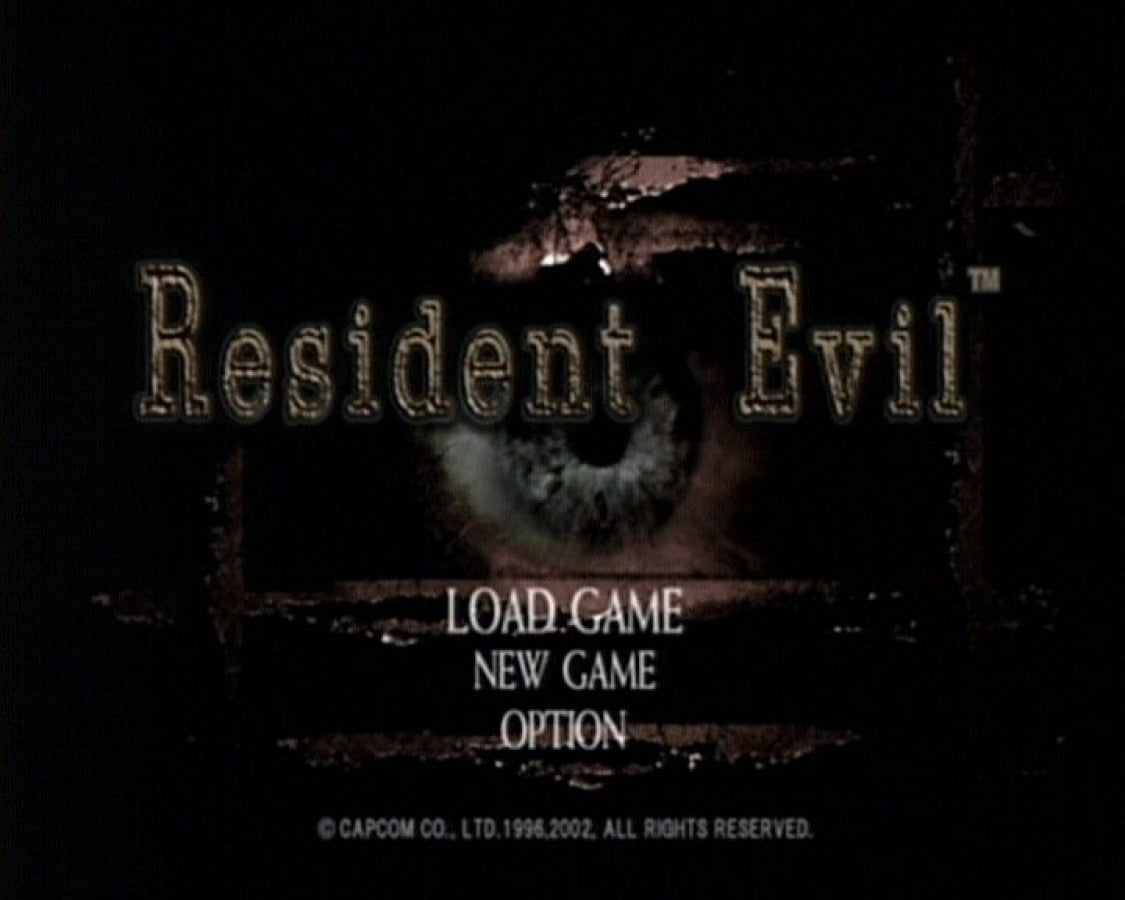 Resident Evil start screen for Nintendo GameCube (GC) survival horror video game