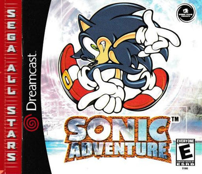 Sonic Adventure Sega All Stars release for the Sega Dreamcast featuring 3D action platforming gameplay with multiple playable characters fast paced levels and story driven adventures starring Sonic and friends front cover 