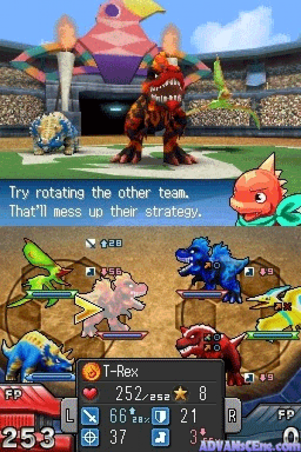 Fossil Fighters: Champions gameplay for Nintendo DS (DS) dinosaur RPG adventure video game