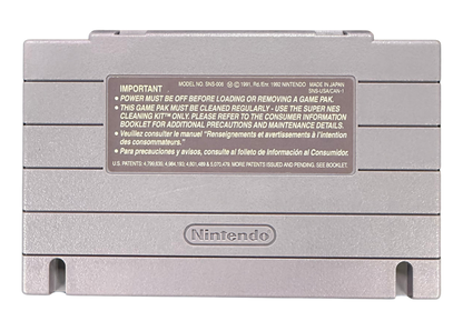 The Adventures of Batman & Robin Super Nintendo Entertainment System SNES for action platforming video game fans featuring Batman and Robin combat Gotham City environments side scrolling gameplay enemy battles challenging stages comic book inspired visuals power ups and classic DC Comics adventure collectible retro gaming appeal back of cartridge