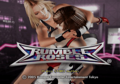 Rumble Roses – PlayStation 2 (PS2) video game title screen, all female wrestling fighting game.