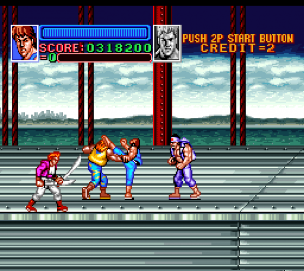Super Double Dragon for Super Nintendo side scrolling beat em up featuring Billy and Jimmy Lee martial arts combat co op multiplayer and street fighting gameplay 