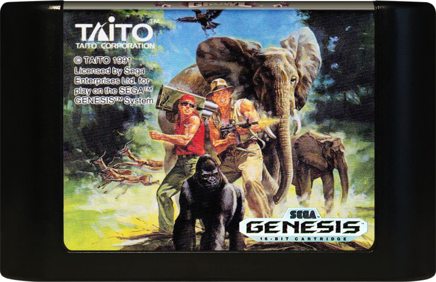 Growl Sega Genesis GEN for retro video game enthusiasts featuring side scrolling beat em up gameplay cooperative multiplayer action wildlife rescue missions hand to hand combat classic arcade style action and collectible gaming appeal cartridge