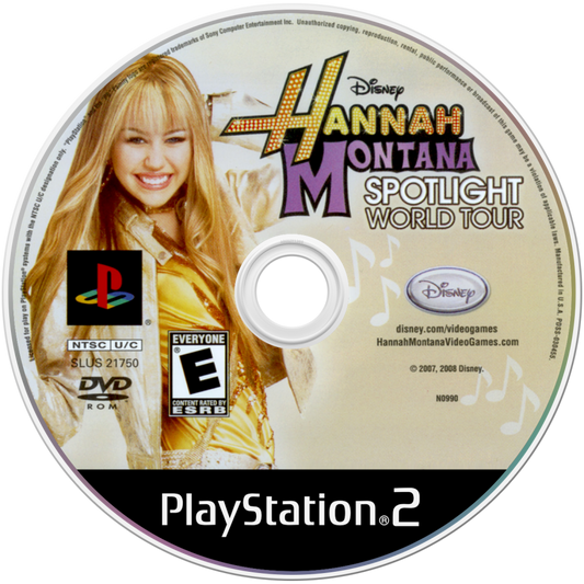 Disney Hannah Montana: Spotlight World Tour disc art for Playstation 2 video game