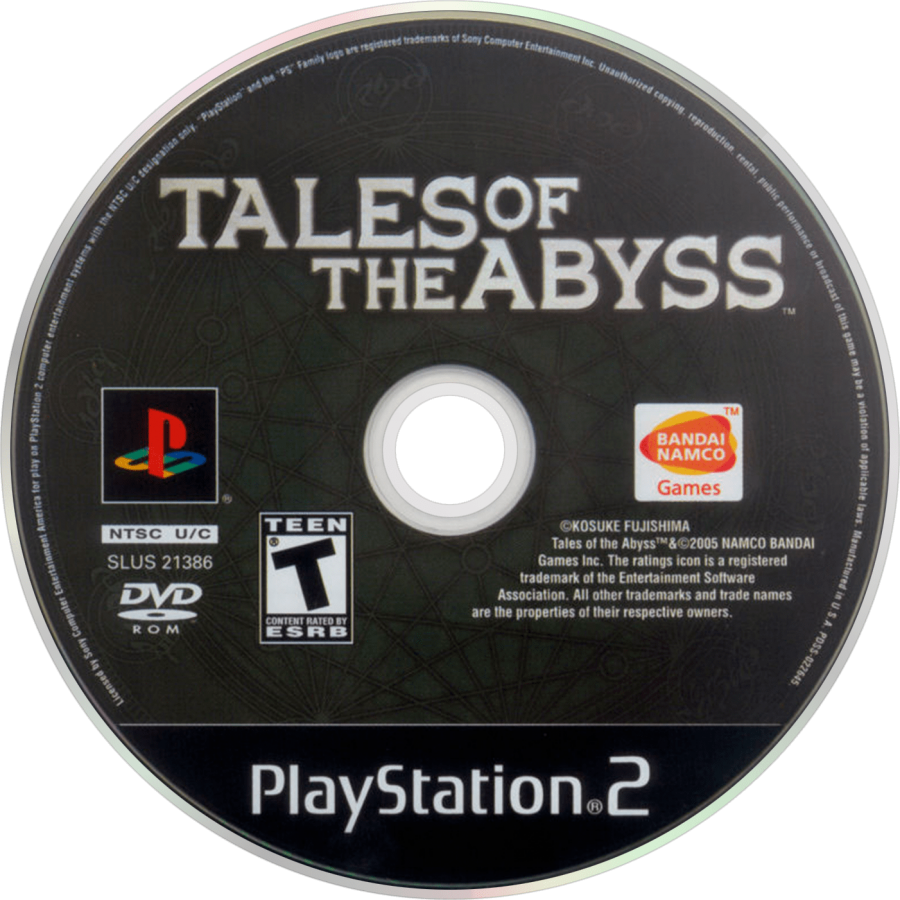 Tales of the Abyss game for the PlayStation 2 featuring action RPG gameplay with real time combat character driven storylines and a fantasy adventure following Luke fon Fabre through a world shaped by prophecy and war disc