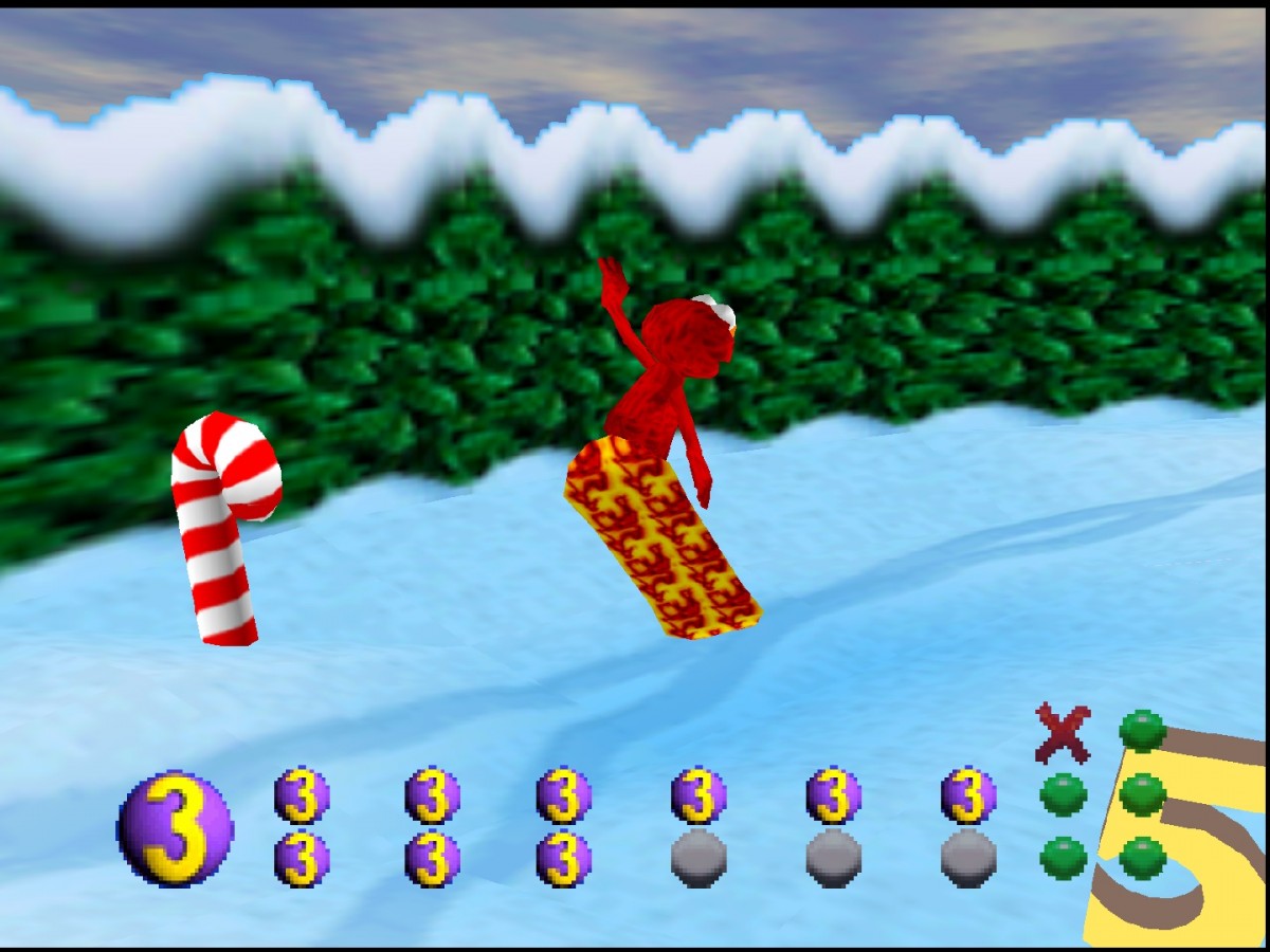 Elmo's Number Journey game for the Nintendo 64 featuring educational gameplay designed for children with number based learning activities puzzles and interactive Sesame Street themed environments starring Elmo in a boxed retail release format gameplay 