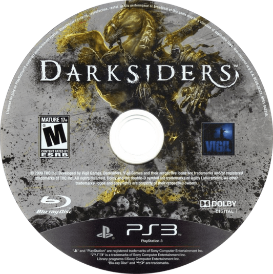 Darksiders disc art for PlayStation 3 (PS3) video game