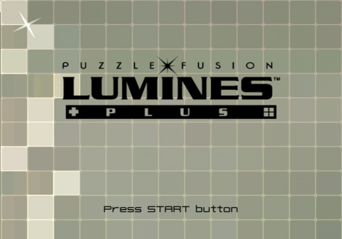 Lumines Plus title screen for PlayStation 2 (PS2) video game