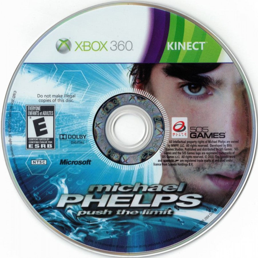 Michael Phelps: Push the Limit disc for Xbox 360 (X360) motion-controlled swimming sports video game