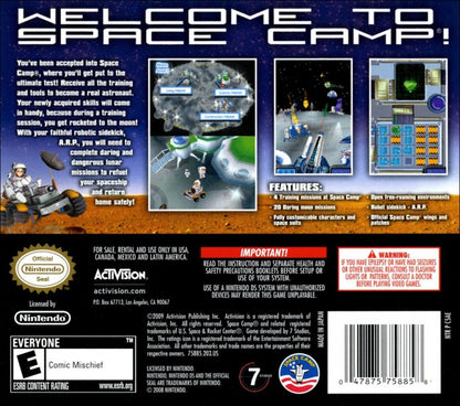 Space Camp adventure simulation back of case for Nintendo DS (DS) video game