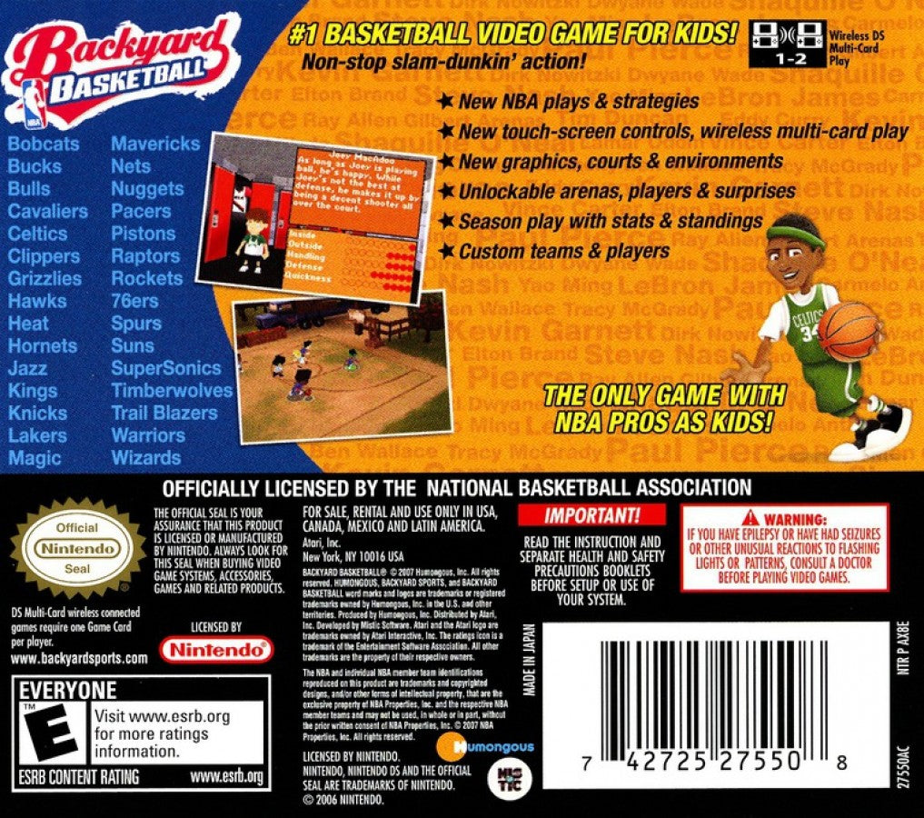 Backyard Basketball back of case for Nintendo DS (DS) basketball sports video game